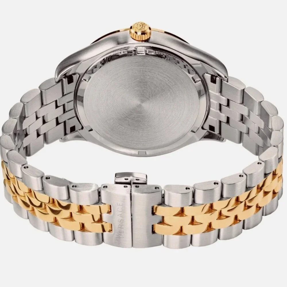 Versace Green Face Men's Dial Two-Tone Swiss Quartz Watch
